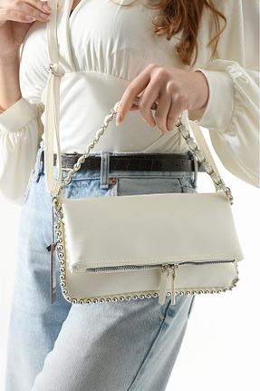 کیف دوشی سفید زنانه چرم مصنوعی Sellini - کد 925296028