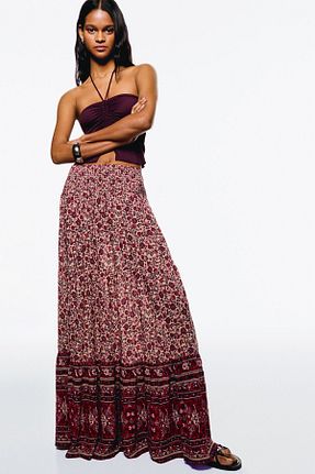دامن صورتی زنانه ویسکون Bershka - کد 925326280