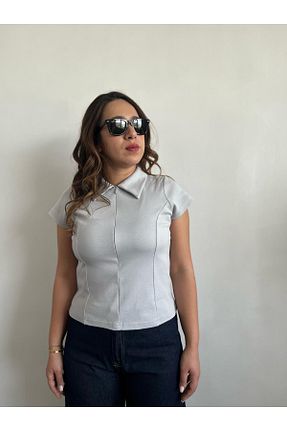 بلوز طوسی زنانه ساده Gizybutik - کد 925915252