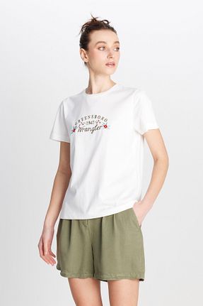 تیشرت سفید زنانه رگولار Wrangler - کد 925350293