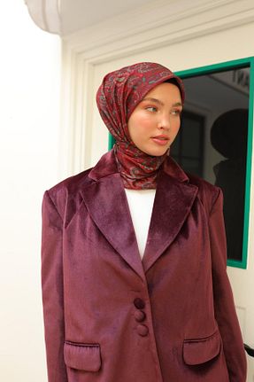 روسری زرشکی پنبه ای Silk Home - کد 890813050