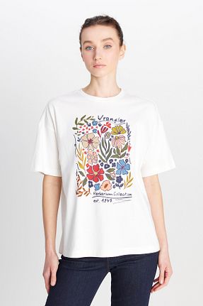 تیشرت سفید زنانه Loose Wrangler - کد 925350145