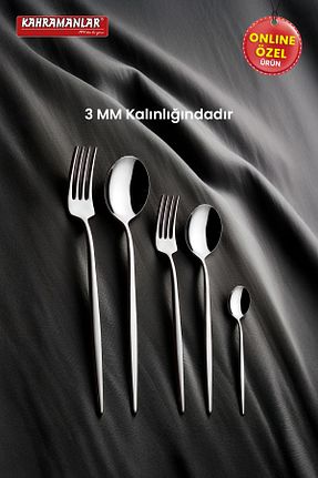 قاشق و چنگال و کارد طوسی 6 نفره Kahramanlar - کد 925343980