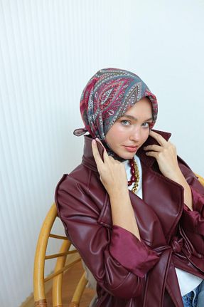 روسری زرشکی پنبه ای Silk Home - کد 888163005