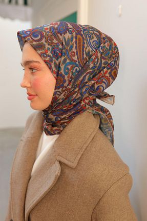 روسری قهوه ای پنبه ای Silk Home - کد 890812839