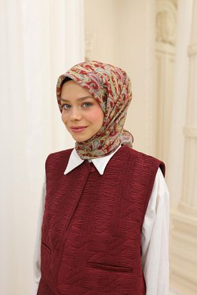 روسری زرشکی پنبه ای Silk Home - کد 904666935