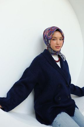 روسری سرمه ای پنبه ای Silk Home - کد 888163010