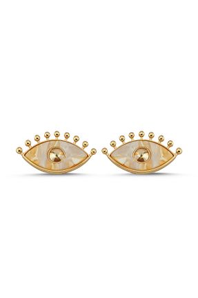 گوشواره جواهر بژ برنجی CHARMLUCKY - کد 830305827