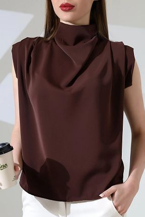 بلوز قهوه ای زنانه ساده cottonage - کد 925390292