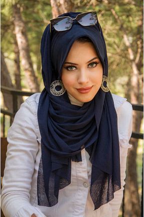 شال سرمه ای زنانه پنبه پلی استر Aişe Tesettür - کد 47422123