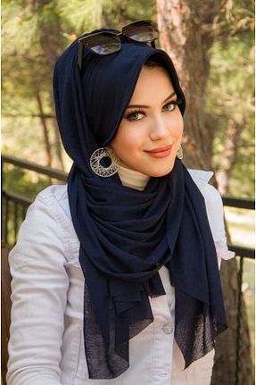 شال سرمه ای زنانه پنبه پلی استر Aişe Tesettür - کد 47422123