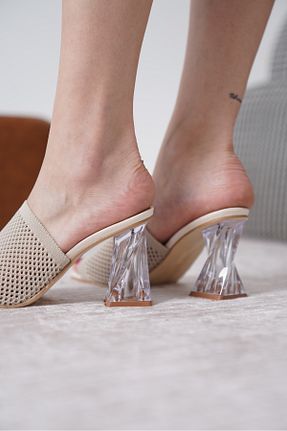 دمپائی بژ زنانه چرم مصنوعی Moda Değirmeni - کد 132629597
