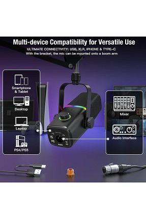 میکروفون کامپیوتر مشکی Coverzone - کد 925380980