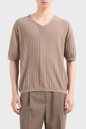 پلیور بژ مردانه ساده Emporio Armani - کد 925799264