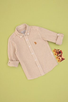 پیراهن قهوه ای بچه گانه یقه ایستاده U.S. Polo Assn. - کد 925786981