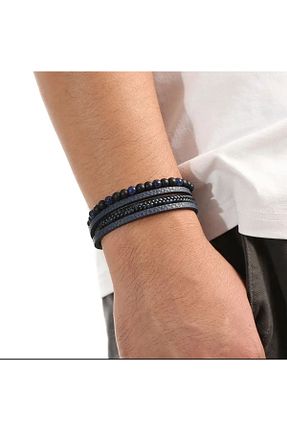 دستبند جواهر آبی زنانه چرم Taktuki Tesbihçilik - کد 925410388
