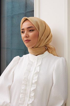 روسری طلائی پلی استر Silk Home - کد 683387107