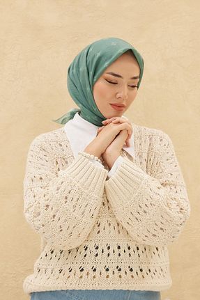 روسری سبز پلی استر Silk Home - کد 792505329