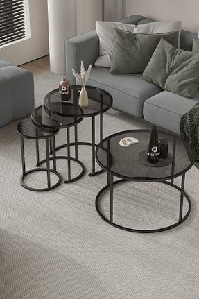 میز جلو مبلی مشکی شیشه Dekoport - کد 726682660