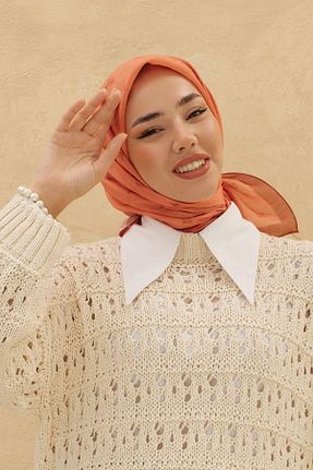 روسری نارنجی پلی استر Silk Home - کد 792504614