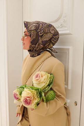روسری خاکی İpek Tivil Silk Home - کد 901809455
