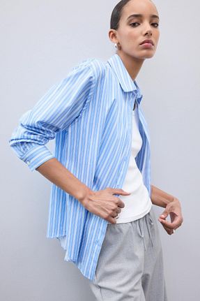 پیراهن آبی زنانه اورسایز Defacto - کد 894315397