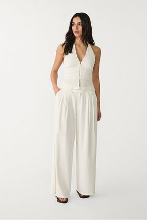 بلوز سفید زنانه ساده Stradivarius - کد 925434884