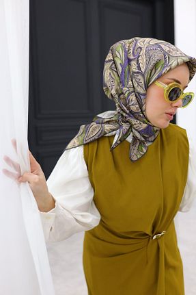 روسری قهوه ای İpek Tivil Silk Home - کد 901808465
