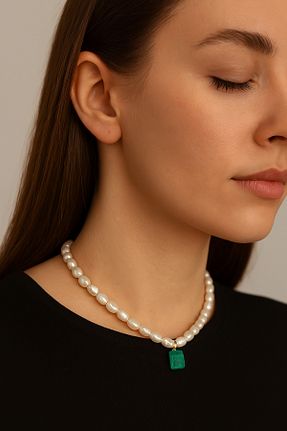 گردنبند مروارید سفید مروارید آب شیرین DURAN TAKI TASARIM - کد 874628580