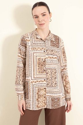 پیراهن حجاب قهوه ای زنانه رگولار Defacto - کد 894182652