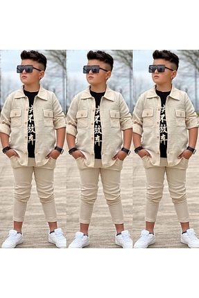 ست بالاتنه و پائین تنه بژ بچه گانه بافتنی PeluşÇocuk - کد 925822176