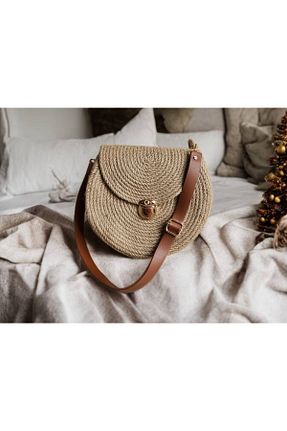 کیف دوشی خاکی زنانه حصیر HandmadeSNM - کد 921870464