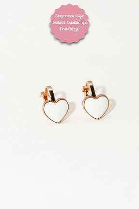 گوشواره جواهر سفید برنجی MakeWell - کد 925704964