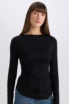 بلوز مشکی زنانه ساده Defacto - کد 889860773