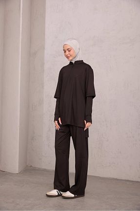 ست بالاتنه و پائین تنه حجاب مشکی زنانه رگولار Laina - کد 925566203
