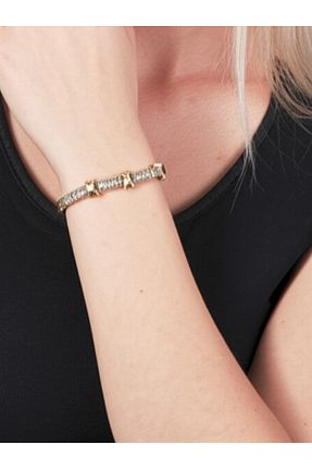 دستبند استیل (فولاد) زرد زنانه سنک زیرکون LUNİS LUXE - کد 886073073