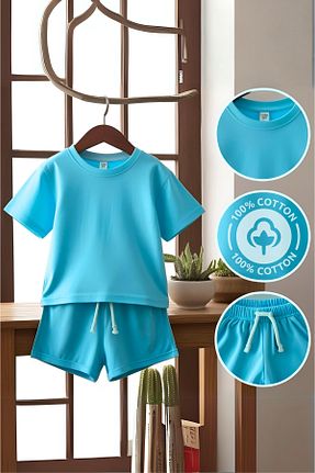ست بالاتنه و پائین تنه آبی بچه گانه بافتنی MODA - کد 892392266