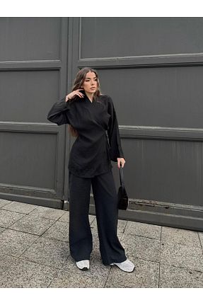 ست بالاتنه و پائین تنه مشکی زنانه بافتنی SUFFLE WEAR - کد 892494821