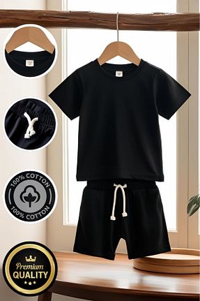ست بالاتنه و پائین تنه مشکی بچه گانه بافتنی MODA - کد 892361399