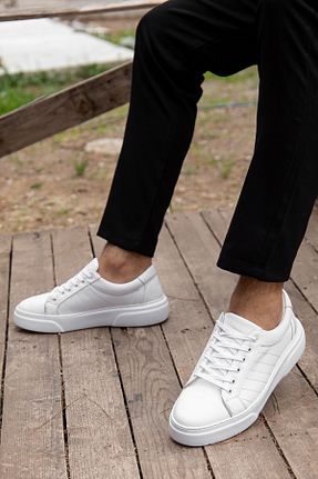 کفش اسنیکر سفید مردانه بند دار MY GROSS SHOES - کد 899647072
