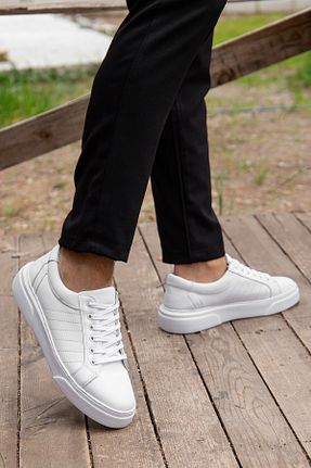 کفش اسنیکر سفید مردانه بند دار MY GROSS SHOES - کد 899647072