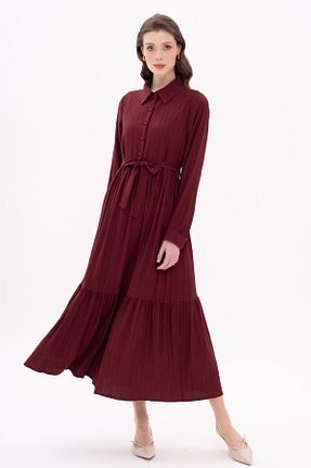 لباس حجاب زرشکی زنانه رگولار Olcay - کد 925609397