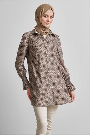 تونیک حجاب قهوه ای زنانه پلی استر Alvina - کد 925637713