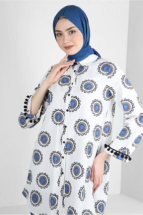تونیک حجاب سرمه ای زنانه پنبه پلی استر Alvina - کد 799159381