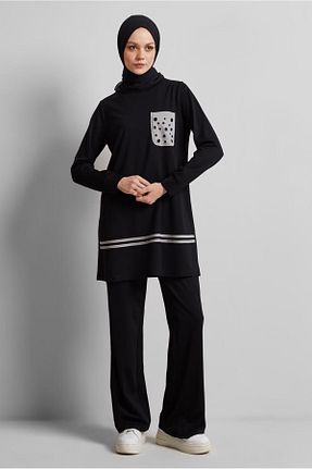 ست گرمکن حجاب مشکی زنانه رگولار Alvina - کد 925913161