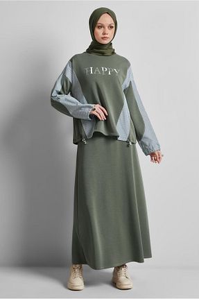 ست گرمکن حجاب خاکی زنانه رگولار Alvina - کد 925913380