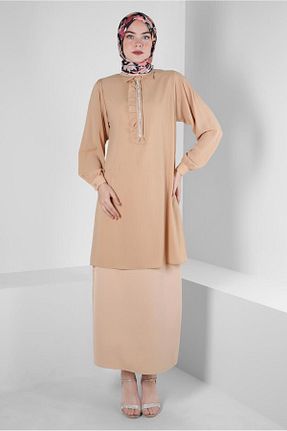تونیک حجاب بژ زنانه پلی استر Alvina - کد 799160854