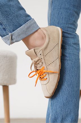 کفش اسنیکر بژ زنانه چرم اصل luuq shoes - کد 924262358