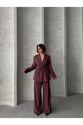 ست بالاتنه و پائین تنه زرشکی زنانه بافتنی Zaya Collection - کد 925688912