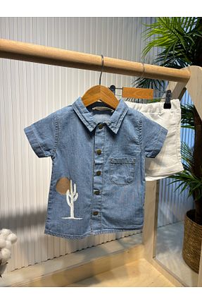 ست نوزادی آبی بچه گانه کتان Canbi Kids - کد 925932344